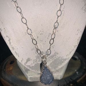 Silver Purple Rock Stone Necklace #019
